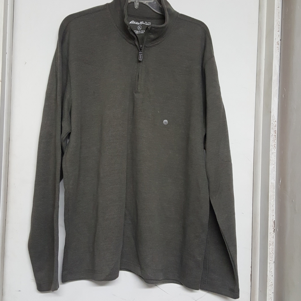 New Eddie Bauer Quarter Zip Sweater Greenish Gray
